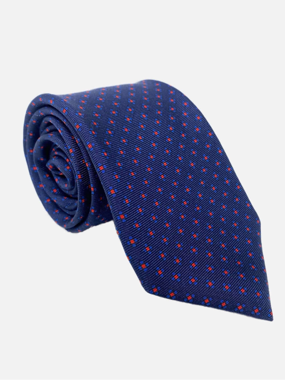 Bonobos Tie Blue Red Geometric Foulard Florets Floral Silk Handmade in the USA